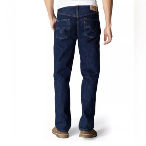 Levi's 505 Men's Jeans Size 40x30 Straight Leg Blue rinsed Dark Wash Denim - Picture 1 of 6